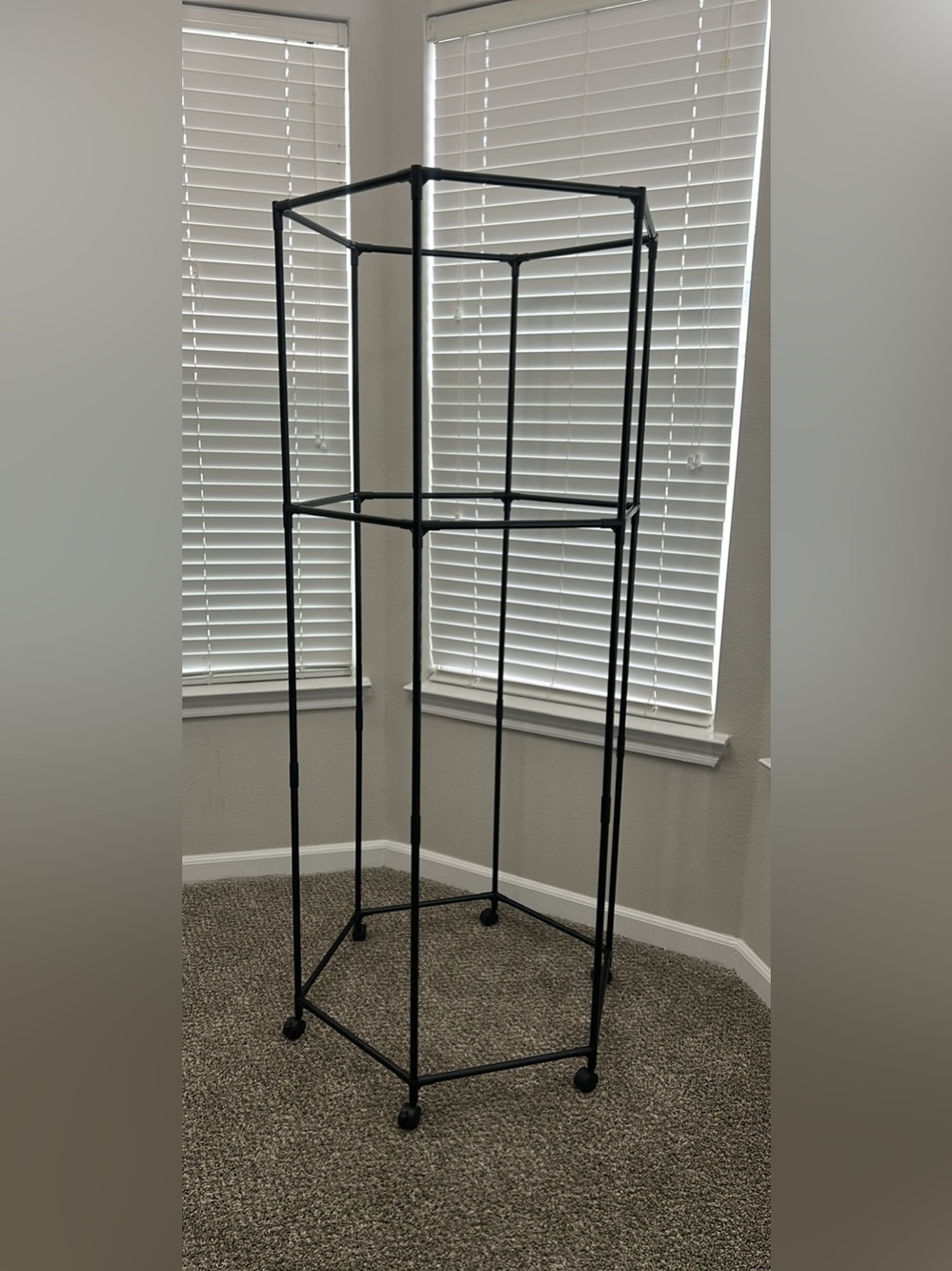 Hexagon Rolling Garment Rack w/ Wheels – Modern Space Saving Clothes Organizer - Picture 3 of 5
